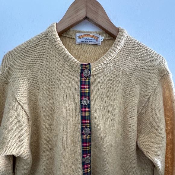 Vintage Heritage Wool Cardigan Tartan Placket | Eclectic Grandpa Cozy Knit - Picture 7 of 12